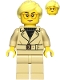 Minifig No: cty1812  Name: Sports Car Driver - Female, Tan Jacket and Legs, Bright Light Yellow Ponytail, Glasses