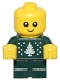 Minifig No: cty1823  Name: Baby - Dark Green Holiday Sweater