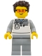 Minifig No: cty1834 Name: Formula 1 Mechanic - Male, Light Bluish Gray and White Polo Shirt, Light Bluish Gray Legs, Dark Brown Tousled Hair, Safety Glasses Minifig No: cty1834 Name: Formula 1 Mechanic - Male, Light Bluish Gray and White Polo Shirt, Light Bluish Gray Legs, Dark Brown Tousled Hair, Safety Glasses