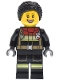Minifig No: cty1883 Name: Fire - Female, Black Jacket and Legs with Reflective Stripes and Red Collar, Black Hair Braided with Knot Bun, Freckles Minifig No: cty1883 Name: Fire - Female, Black Jacket and Legs with Reflective Stripes and Red Collar, Black Hair Braided with Knot Bun, Freckles
