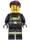 Minifig No: cty1884 Name: Fire - Male, Black Jacket and Legs with Reflective Stripes, Dark Brown Hair, Stubble Minifig No: cty1884 Name: Fire - Male, Black Jacket and Legs with Reflective Stripes, Dark Brown Hair, Stubble