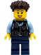 Minifig No: cty1887 Name: Police - City Officer Female, Black Safety Vest with Silver Star Badge Logo, Dark Blue Legs, Dark Brown Coiled Hair Minifig No: cty1887 Name: Police - City Officer Female, Black Safety Vest with Silver Star Badge Logo, Dark Blue Legs, Dark Brown Coiled Hair