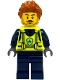 Minifig No: cty1889 Name: Police - City Officer Male, Neon Yellow Safety Vest, Dark Blue Legs, Dark Orange Spiked Hair Minifig No: cty1889 Name: Police - City Officer Male, Neon Yellow Safety Vest, Dark Blue Legs, Dark Orange Spiked Hair