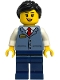 Minifig No: cty1904 Name: Train Driver - Female, Sand Blue Vest over White Shirt, Dark Blue Legs, Black Ponytail Minifig No: cty1904 Name: Train Driver - Female, Sand Blue Vest over White Shirt, Dark Blue Legs, Black Ponytail
