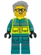 Minifig No: cty1915 Name: Paramedic - Male, Dark Turquoise and Neon Yellow Safety Vest, Legs with Silver Reflective Stripes, Glasses, Light Bluish Gray Hair Minifig No: cty1915 Name: Paramedic - Male, Dark Turquoise and Neon Yellow Safety Vest, Legs with Silver Reflective Stripes, Glasses, Light Bluish Gray Hair