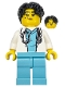 Minifig No: cty1917 Name: Doctor - Female, White Lab Coat with Stethoscope, Medium Azure Scrubs, Black Hair Minifig No: cty1917 Name: Doctor - Female, White Lab Coat with Stethoscope, Medium Azure Scrubs, Black Hair