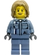 Minifig No: cty1921  Name: Tow Truck Driver - Male, Sand Blue Mechanic Uniform, Sand Blue Legs, Dark Tan Mid-Length Tousled Hair