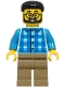 Minifig No: cty1925  Name: Dad - Blue and Dark Azure Plaid Shirt, Dark Tan Legs, Black Hair