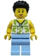Minifig No: cty1954  Name: Tourist - Female, White Sleeveless Top with Lime Palm Leaves, Bright Light Blue Legs, Black Hair