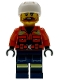 Minifig No: cty1956  Name: Coast Guard City - Male, Reddish Orange Jacket with Pockets and Reflective Stripes, Dark Blue Legs with Pockets and Reflective Stripes, White Sports Helmet