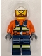 Minifig No: cty1960  Name: Coast Guard City Helicopter Pilot - Male, Reddish Orange Jacket with Dark Blue Safety Vest, Dark Blue Legs with Pockets and Reflective Stripes, White Flight Helmet