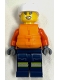 Minifig No: cty1962  Name: Coast Guard City - Female, Reddish Orange Jacket with Pockets and Reflective Stripes, Dark Blue Legs with Pockets and Reflective Stripes, Orange Life Jacket, White Sports Helmet