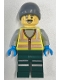 Minifig No: cty1966  Name: Snowplow Driver - Male, Neon Yellow Safety Vest with Reflective Stripes, Dark Green Legs with Reflective Stripes, Gray Beanie