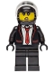 Minifig No: cty1969  Name: Police - City Bandit Crook Female, Black Tuxedo with Red Tie, Black Legs, Black Helmet