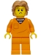 Minifig No: cty1970  Name: Police - City Jail Prisoner Male, Orange Prison Jumpsuit, Medium Nougat Wavy Hair, Sideburns, Orange Glasses