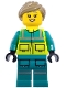 Minifig No: cty1975  Name: Paramedic - Female, Dark Turquoise and Neon Yellow Safety Vest, Legs with Silver Reflective Stripes, Dark Tan Hair