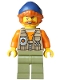 Minifig No: cty2013 Name: Fisherman - Dark Tan Vest over Orange Shirt, Olive Green Legs, Dark Blue Beanie, Dark Orange Hair Minifig No: cty2013 Name: Fisherman - Dark Tan Vest over Orange Shirt, Olive Green Legs, Dark Blue Beanie, Dark Orange Hair