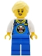 Minifig No: cty2029  Name: Lava Land Worker - Female, Blue Overalls and Legs, Bright Light Yellow Hair