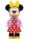 Minifig No: dis089  Name: Minnie Mouse - Bright Pink Jacket, Red Polka Dot Dress, Yellow Bow