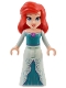 Minifig No: dis150  Name: Ariel, Human (Light Nougat) - Light Aqua Dress with Stars, Medium Lavender Shell, Dark Purple Trim, Red Hair with Left Side Part and High Bangs