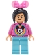 Minifig No: dis209  Name: Main Street, U.S.A. Park Guest - Female, Dark Pink Mickey Mouse Sweater, Medium Azure Legs
