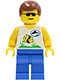 Minifig No: div004  Name: Divers - Boatie, Fish and Dolphin Shirt, Brown Male Hair