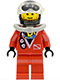 Minifig No: div014  Name: Divers - Red Diver 2, Red Legs, Black Helmet