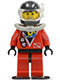 Minifig No: div016  Name: Divers - Red Diver 2, Red Legs with Black Hips, Black Helmet, Brown Bangs, Stubble