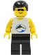 Minifig No: div024  Name: Divers - Blue Oval and Black Dolphin with Black Hair