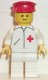 Minifig No: doc007  Name: Doctor - Straight Line, White Legs, Red Hat