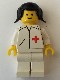Minifig No: doc008  Name: Doctor - Straight Line, White Legs, Black Pigtails Hair