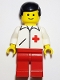 Minifig No: doc009  Name: Doctor - Straight Line, Red Legs, Black Male Hair