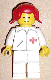 Minifig No: doc029  Name: Doctor - Straight Line, White Legs, Red Pigtails Hair