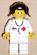 Minifig No: doc030  Name: Doctor - Stethoscope, White Legs, Black Pigtails Hair