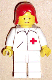 Minifig No: doc031  Name: Doctor - Straight Line, White Legs, Red Female Hair