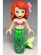 Minifig No: dp063  Name: Ariel, Mermaid (Light Nougat) - Metallic Pink Shell Bra Top, Bright Green Tail with Stars and Scales, Medium Blue Eyes, Bright Pink Flower