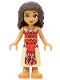 Minifig No: dp171  Name: Moana - Mini Doll, Red and Tan Top and Long Skirt with Feathers