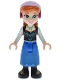 Lego part: Anna - Blue Skirt, Black Boots and Black Top, Light Aqua Sleeves, Narrow Smile