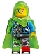 Minifig No: drm086  Name: Mateo - Dark Azure Jacket, Trans-Bright Green Cape with Hood