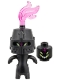 Minifig No: drm107  Name: Grimspawn - Black Helmet Castle Closed, Trans-Dark Pink Plume, Forehead Tattoo