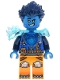 Minifig No: drm114  Name: Logan - Trans-Light Blue Shoulder Armor, Bright Light Orange Legs and Dark Blue Round Tile