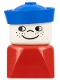 Lot ID: 400016700  Minifig No: dupfig003  Name: Duplo 2 x 2 x 2 Figure Brick Early, Male on Red Base, Blue Sailor Hat, Freckles