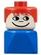 Minifig No: dupfig005  Name: Duplo 2 x 2 x 2 Figure Brick Early, Male on Blue Base, Red Hair, Freckles