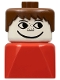 Minifig No: dupfig010  Name: Duplo 2 x 2 x 2 Figure Brick Early, Male on Red Base, Brown Hair, Freckles