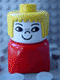 Minifig No: dupfig011  Name: Duplo 2 x 2 x 2 Figure Brick Early, Female on Red Base, Yellow Hair, Freckles