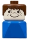 Minifig No: dupfig015  Name: Duplo 2 x 2 x 2 Figure Brick Early, Male on Blue Base, Brown Hair, Cheek Freckles