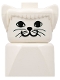 Minifig No: dupfig020  Name: Duplo 2 x 2 x 2 Figure Brick Early, Cat on White Base, White Head