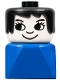 Minifig No: dupfig031  Name: Duplo 2 x 2 x 2 Figure Brick Early, Female on Blue Base, Black Hair, Eyelashes, Nose
