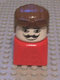 Lot ID: 376110750  Minifig No: dupfig032  Name: Duplo 2 x 2 x 2 Figure Brick Early, Male on Red Base, Brown Aviator Hat, Moustache