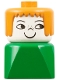 Lot ID: 169639125  Minifig No: dupfig040  Name: Duplo 2 x 2 x 2 Figure Brick Early, Female on Green Base, Earth Orange Hair, Nose Freckles